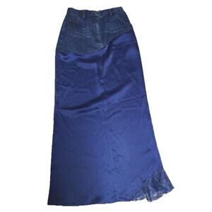 Women's Maxi Long Skirt blue Satin